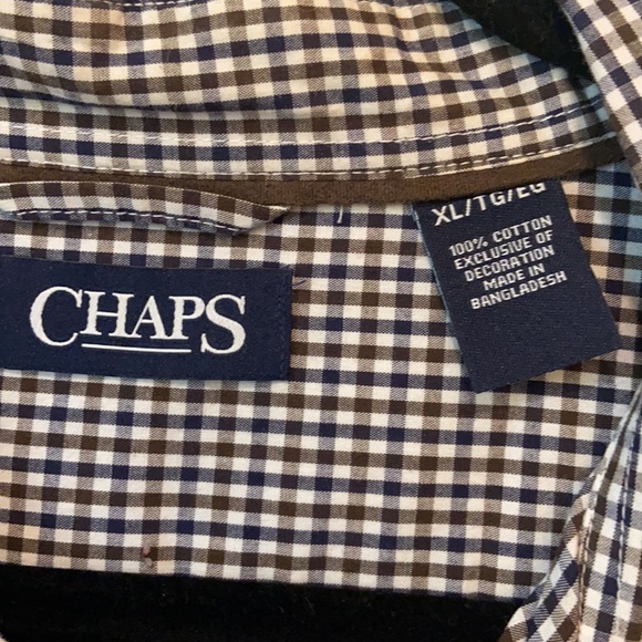 Brown, Black and White Plaid Button Down Long Sleeve - Picture 3 of 3